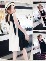 เดรสคลุมท้องแฟชั่นเกาหลี ผ้าชีฟอง คอวี พรีทสวย น่ารักมาก M L XL XXL