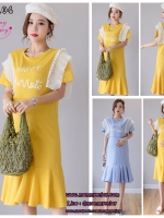 เดรสคลุมท้องแฟชั่นเกาหลี แบบวินเทจ ผ้านิ่ม เปิดให้นมแนวนอน แต่งช่วงไหล่ให้ดูน่ารัก M L XL XXL