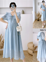 ชุดคลุมท้องแฟชั่นเกาหลี ผ้าย่น เบาสบาย ไม่ร้อน มีซับใน ผูกเชือกที่อก กระดุมแกะเปิดให้นมได้ ชุดสวยน่ารัก ใส่ได้หลากหลายโอกาส M L XL XXL