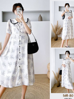 ชุดคลุมท้องแฟชั่นเกาหลี แขนตุ๊กตา มีซับในเต็มชุด เนื้อผ้าดี ช่วงปกทำระบาย ลายน่ารัก ดูดีเลยค่ะชุดนี้ M L XL XXL