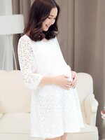 ชุดคลุมท้องลูกไม้ แขน 4 ส่วน มีซับใน เชือกผูกหลัง M,L,XL