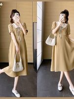 ชุดคลุมท้องแฟชั่นเกาหลี ผ้าชีฟองแขนตุ๊กตา คอปกแต่งด้วยลูกไม้ มีเชื่อกผูกด้านหลังปรับขนาดครรภ์ได้ ใส่ได้ถึงคลอด ชุดสวยสุภาพ ดูดีมาก M L XL XXL