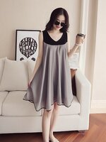 ชุดคลุมท้องแฟชั่นแขนกุด น่ารัก สวยเรียบหรูดูดี ผ้าชีฟอง รอบท้องระบายใส่ได้ถึงคลอดค่ะ M L XL XXL 3XL