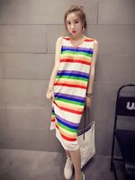 ชุดคลุมท้องเปิดให้นม คอวี แขนกุด colorful ใส่สบายไม่ร้อน M L XL XXL