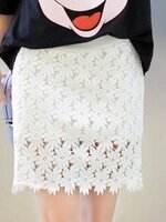 กระโปรงลูกไม้ มีซับใน มีสายปรับขนาดครรภ์ M,L,XL