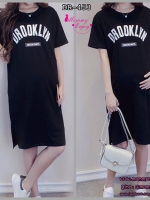 เดรสคลุมท้องแฟชั่นเกาหลี คอกลมแขนสั้น ผ้านิ่มใส่สบาย M L XL 2XL 3XL