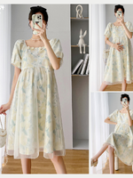 ชุดคลุมท้องแฟชั่นเกาหลี ผ้าเนื้อนิ่มสวย ด้านนอกมีผ้าตาข่ายเพิ่มความน่ารัก มีซับในเต็มชุด สวยมากค่ะ M L XL XXL