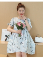 ชุดคลุมท้องเปิดให้นมแฟชั่น ผ้าฝ้าย ลายดอกไม้ แขนผูก เปิดให้นมแนวนอน ทรงสวย น่ารักค่ะ M,L,XL,XXL