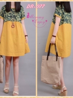 ชุดคลุมท้อง ด้านบนลายดอก ผ้าฝ้ายใส่สบาย M,L,XL,XXL