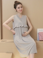 ชุดคนท้องเปิดให้นมแนวขวาง มีระบายซ่อนซิบ ผ้านิ่มใส่สบาย M,L.XL,XXL