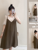 เดรสคลุมท้องแฟชั่น เอี๊ยมหลอก ผ้าชีฟอง เนื้อนิ่ม สวยเรียบ ดูดีทุกโอกาส น่ารัก ใส่สบายมากค่ะ M L XL XXL