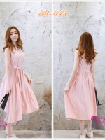 ชุดคลุมท้อง แขนกุด สีชมพูหวาน มีโบว์น่ารักๆ M,L,XL,XXL