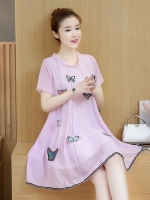 ชุดคลุมท้อง ผ้าชีฟอง ประดับด้วยผีเสื้อตามตัว เริ่ดมาก มีซับในทั้งชุด ม่วง M,L,XL,XXL