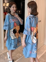 ชุดคลุมท้องแฟชั่นแขนสั้นพิมพ์ลายแมวน่ารัก คอกลม ผ้ายืดเนื้อนิ่ม ใส่สบายๆค่ะ M L XL XXL 3XL