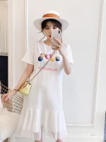 ชุดคลุมท้องแฟชั่นแขนสั้น ต่อระบายด้วยผ้าตาข่าย ลายน่ารัก ผ้านิ่มใส่สบายดีมากเลยค่ะ M L XL XXL