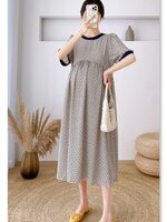 เดรสคลุมท้องแฟชั่นเกาหลี ทรงปล่อย ใส่สบายๆ เนื้อผ้าดี ไม่ต้องรีด ลายสวย เรียบหรูดูดีมากค่ะ M L XL XXL