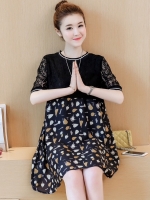 ชุดคลุมท้องแฟชั่น ด้านบนลูกไม้ ด้านล่างพิมพ์ลายผลไม้ ทรงระบายใส่สบายน่ารักมากมาย M,L,XL,XXL