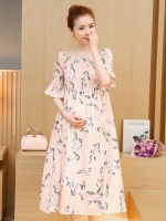 ชุดคลุมท้องเกาหลี เปิดไหล่ก็ได้ แขน3ส่วน ปลายแขนระบาย M,L,XL,XXL