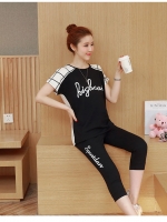 ชุดเสื้อคลุมท้อง+กางเกง 5ส่วน ลายสวย มีผ้าพยุงครรภ์ ปรับขนาดครรภ์ได้ สีดำ M,L,XL,XXL