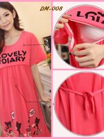 ชุดคลุมท้องเปิดให้นม สีบานเย็น น้ำแตงโม ลายหมีน้อย L , XL