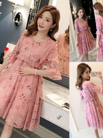 ชุดคลุมท้องแขนระบาย ผ้าชีฟองมีซับใน มีเชือกผูกด้านหน้า น่ารักมากค่ะ M L XL XXL