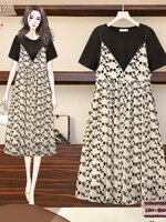 เอี๊ยมกระโปรงคลุมท้องลายน่ารัก เอี๊ยมผ้าชีฟอง มาพร้อมเสื้อยืด น่ารักใส่ง่าย ไม่อึดอัด ผ้านิ่มเย็น ดูดี M,L,XL,XXL