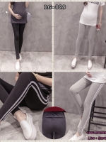 เลคกิ้งคนท้องขายาว ผ้านิ่มยืดสบาย ด้านข้างลายเส้นแบบสปอต สายปรับขนาดครรภ์ มี 3 สี M,L,XL