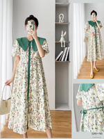 ชุดคลุมท้องแฟชั่นเกาหลี แขนตุ๊กตา ปกใหญ่ กระดุมหน้าแกะได้จริง ผ้าเนื้อละเอียด สีน่ารัก M L XL XXL