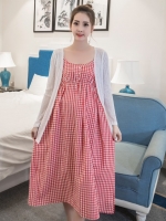 ชุดคลุมท้องเดรสสายเดี่ยวพร้อมเสื้อคลุม ชุดยาวน่ารัก ลายสวยM L XL XXL