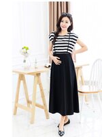 ชุดคลุมท้องเปิดให้นมได้ เหมือนใส่เอี๊ยม แต่เป็นชุดยาวติดกัน M, L,XL