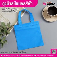 ถุงผ้าสปันบอลสีฟ้า ขนาด 20 x 20 ซม. (10 ชิ้น/แพ็ค)