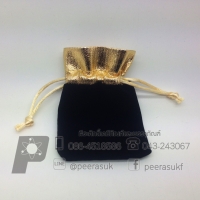 ถุงกำมะหยี่สีดำ ขอบทอง 4 x 5 นิ้ว แพคละ 50 ใบ