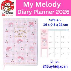 [PRE-ORDER] DIARY Planner 2026 สมุดแพลนเนอร์ มายเมโลดี้ My Melody Size A5 แพลนเนอร์ ไดอารี่ จากซานริโอ Sanrio Japan นำเข้าจากญี่ปุ่น マイメロディ A5デイトブック 2026
