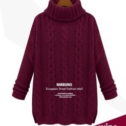 เสื้อกันหนาวพร้อมส่ง : เสื้อไหมพรมคอเต่าสีไวน์แดงแขนยาว ใส่กันหนาวได้ดีมากจ้า :รายละเอียดไซส์คลิกเลยจ้า