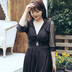 ชุดว่ายน้ำคนอ้วน 6xl พร้อมส่ง :ชุดว่ายน้ำไซส์ใหญ่ ชุดเที่ยวทะเลสีดำแขนซีทรูลายจุด set 2 ชิ้นมีบราและชุดมีกางเกงขาสั้นด้านใน แบบเก๋น่ารักมากๆจ้า : - บรารอบอก 40 - 50 นิ้ว - เอว 36 - 48 นิ้ว -สะโพก 42 - 54 นิ้ว - ชุดรอบอก 40 - 50 นิ้ว