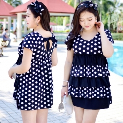 ชุดว่ายน้ำคนอ้วน พร้อมส่ง :ชุดว่ายน้ำไซส์ใหญ่สีน้ำเงินกรมแต่งระบายลายจุดสีขาวผูกโบว์ด้านหลัง. มีกางเกงขาสั้นด้านในแบบเก๋สวยมากๆจ้า:รอบอก42-52นิ้ว เอว36-46นิ้ว สะโพก42-54นิ้วจ้า