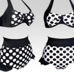ชุดว่ายน้ำแฟชั่นพร้อมส่ง :ชุดว่ายน้ำทูพีชสีขาวแต่งลายจุดสีดำแบบเก๋ น่ารักมากๆจ้า:รอบอก30-36นิ้ว เอว26-30นิ้ว สะโพก28-34นิ้วจ้า