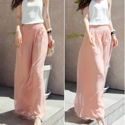 กางเกง กระโปรงแฟชั่นผู้หญิงพร้อมส่ง : กางเกงสีส้มโอรสแฟชั่น พริ้วๆ แบบเก๋ น่ารัก น่ารักจ้า