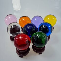 ลูกแก้วพญานาคสีแท้ (ไม่ใช่สีทา) ลูกแก้วสี ลูกแก้วคริสตัล ลูกแก้วสำหรับบูชาองค์พ่อพญานาค ขนาด 8เซนติเมตร พร้อมฐานไม้ ลูกแก้วเสริมดวง