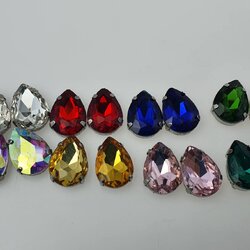 คริสตัลแท้ ทรงหยดน้ำ Tear drop ทรงไข่ Oval พร้อม หนามเตยขนาดสำหรับงาน DIY งานเครื่องประดับสามาถเย็บและเชื่อมได้
