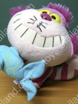 ตุ๊กตาแมว Cheshire ท่านั่งคาบปลาสีฟ้า ขนาด 7 นิ้ว