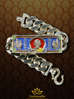 เลส หลวงพ่อรวย เงิน ลงยาฟ้า ไตรมาส 59 รวย รวย รวย หนัก 8 บาท ชุดกรรมการ หมายเลข 5885