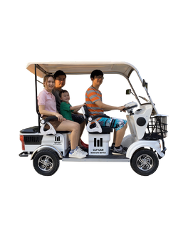 รถไฟฟ้า 4 ล้อ 3 ที่นั่ง รุ่น M-01 ยี่ห้อ CLP CAR สีขาว ขับแฮนด์บิด