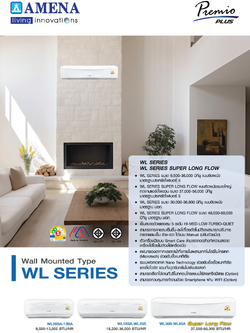 แอร์ AMENA แบบติดผนัง ขนาด 56,000 BTU รุ่น WL60B-MNVJE (FIXED SPEED) (WL SERIES)