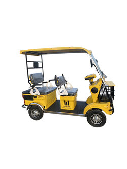 รถไฟฟ้า 4 ล้อ 3 ที่นั่ง รุ่น M-01 ยี่ห้อ CLP CAR สีเหลือง ขับแฮนด์บิด