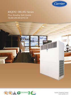 แอร์ CARRIER แบบตู้ตั้งพื้น ขนาด 78,000 BTU รุ่น 40QDU080X-11FW/38LHU078S301 (FIXED SPEED)(40QDU SERIES)