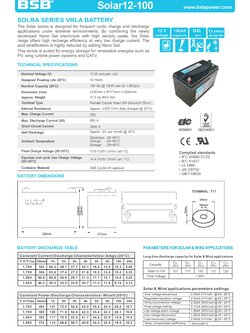Battery 12v 100AH ยี่ห้อ BSB ( Solar Cell )