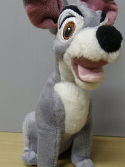 สุนัข แทร๊มพ์ (Tramp) ท่านั่ง สีเทา ขนาด 8 นิ้ว