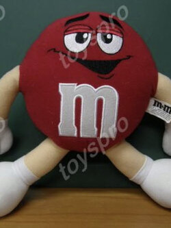M&M สีแดง ขนาดสูง 9 นิ้ว รายละเอียดต่างๆเป็นงานปัก (มือสอง)