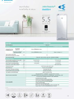 เครื่องฟอกอากาศ DAIKIN รุ่น MCK55TVM6 (สำหรับพื้นที่ไม่เกิน 41 ตร.ม.)